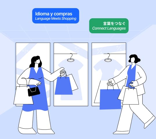 Illustration of retail translation and localization concept