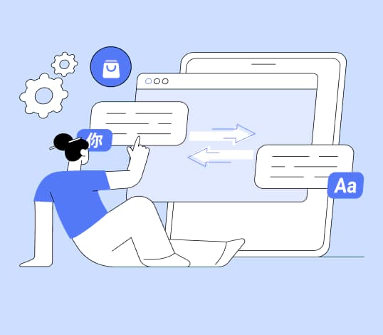 Illustration of retail translation and localization concept