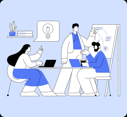 Illustration showing technology translation process, including documents and software interfaces