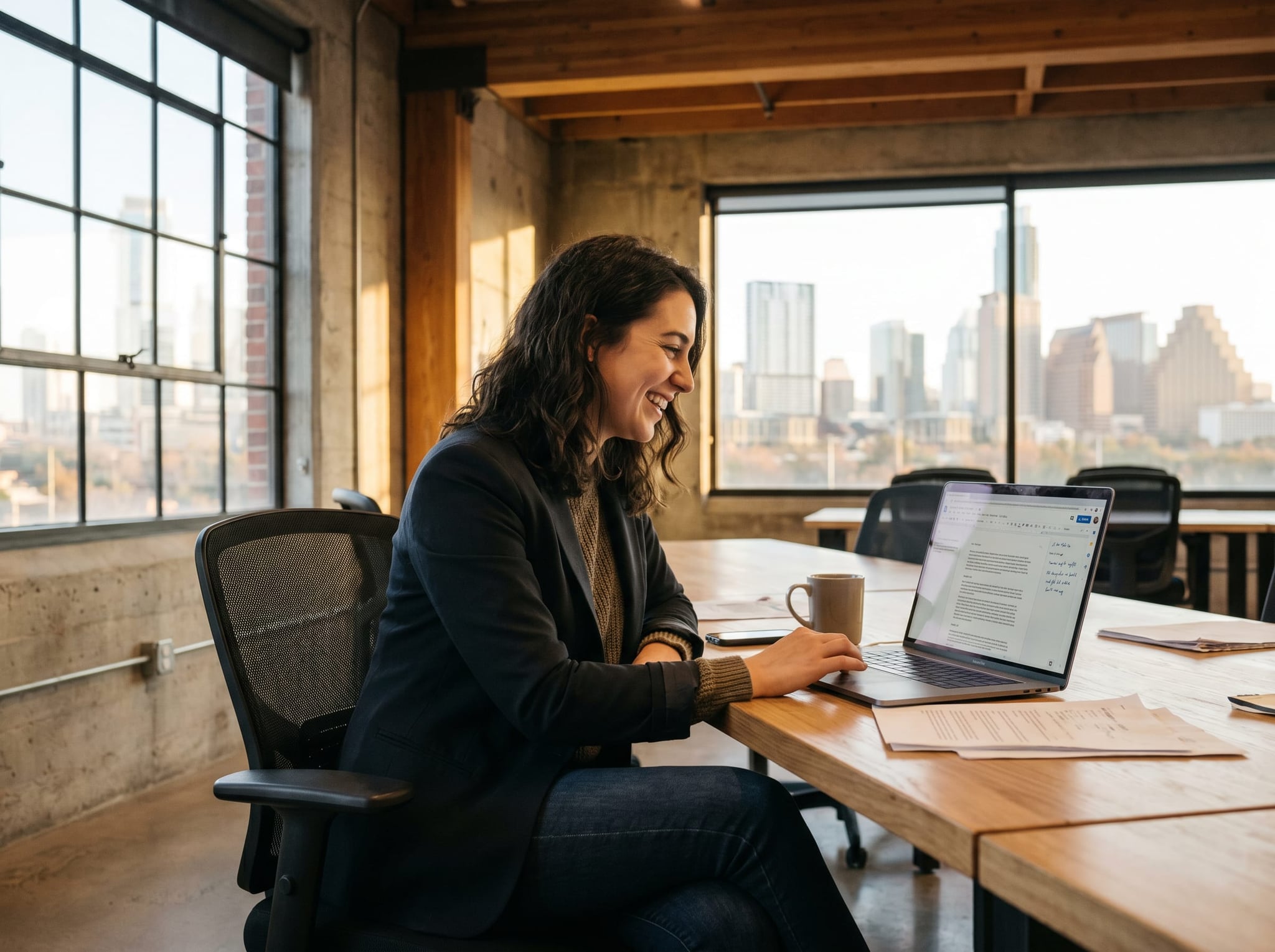 Diverse group of professionals networking at an Austin tech event