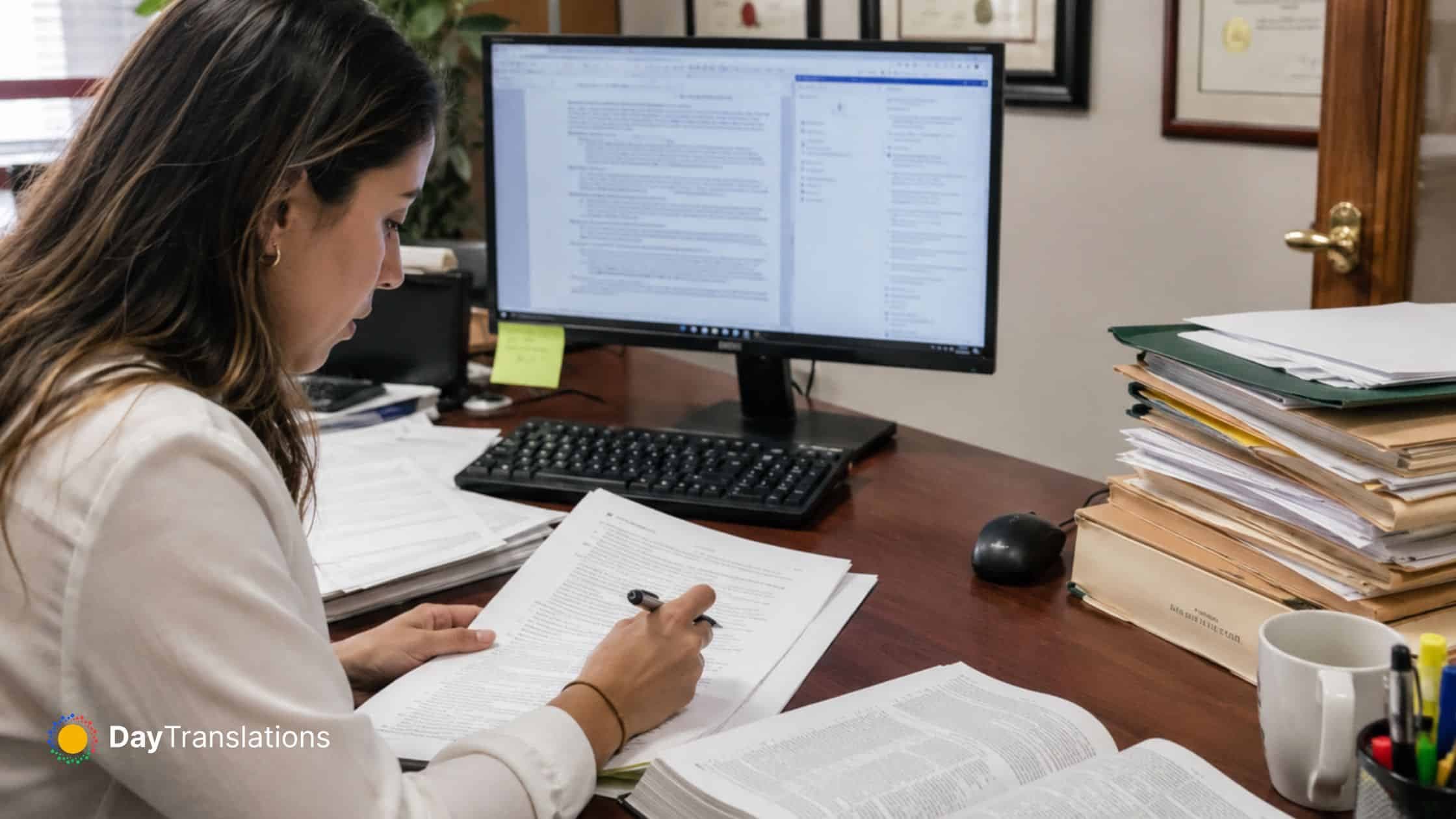 legal translator checking legal documents