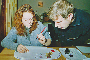 A left-handed woman learns calligraphy