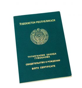 Uzbekistan Birth Certificate Sample