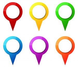 18625271 - illustration of colorful map pointers with blank circle tag