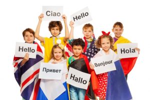 Children having fun learning languages