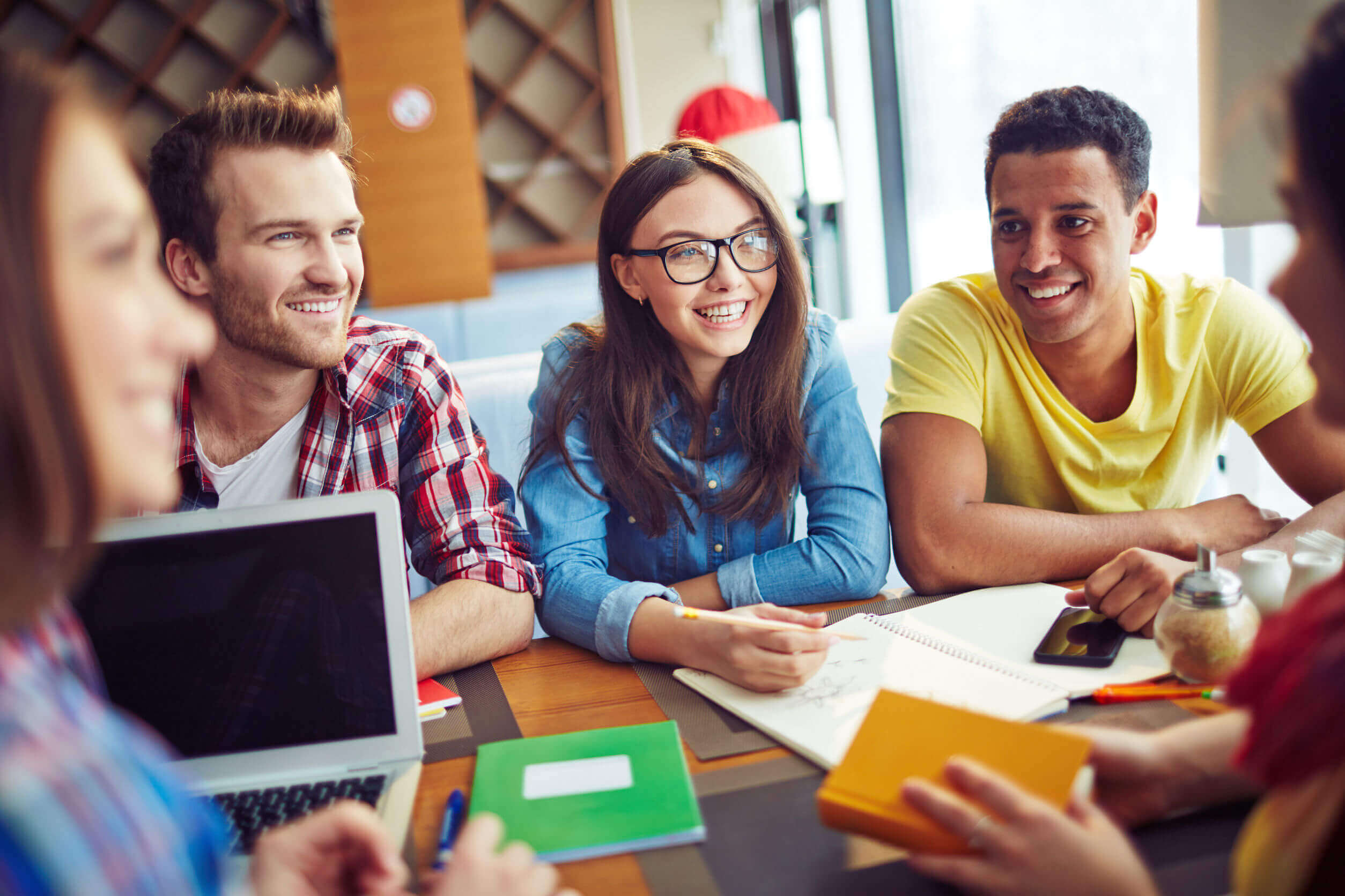 students having conversation