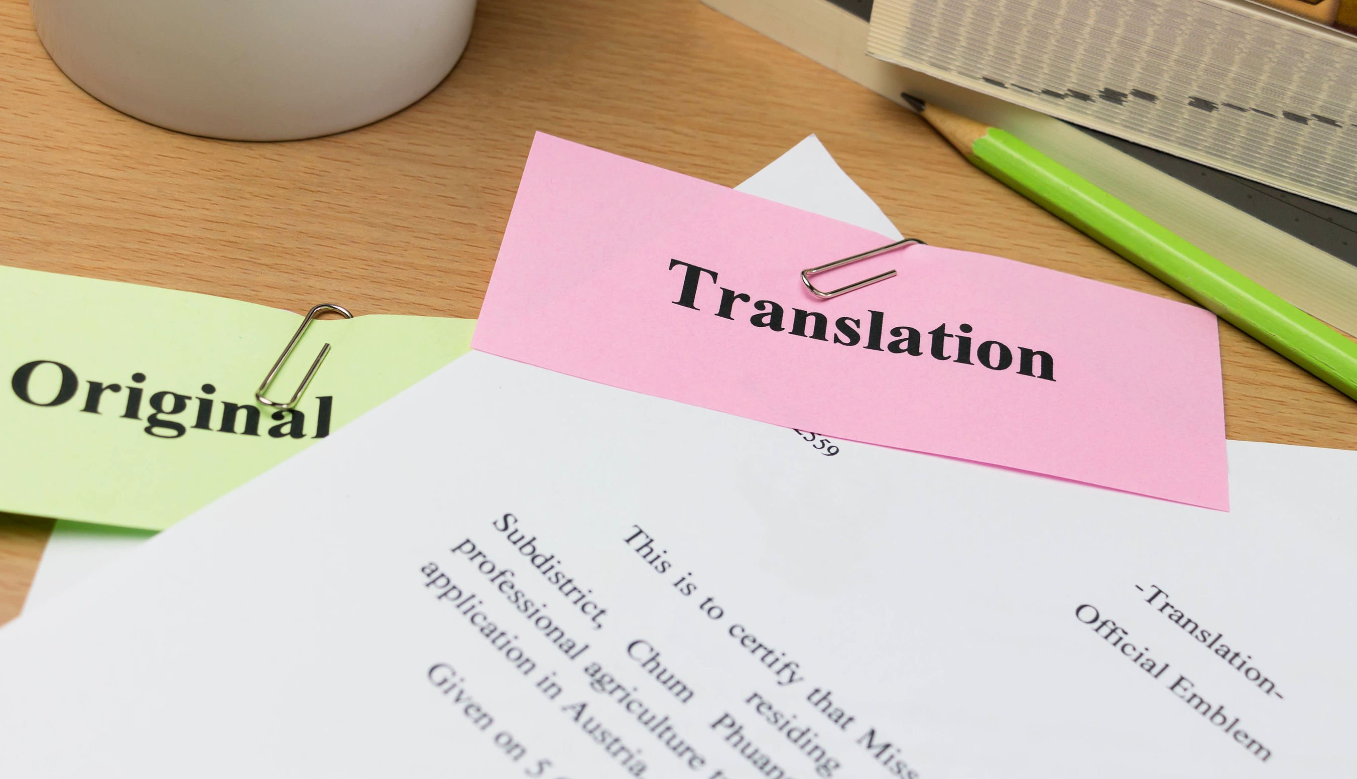 original document and translated copy being compared to maintain translation quality