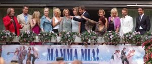 Mamma Mia Movie Cast highlighting ABBA song
