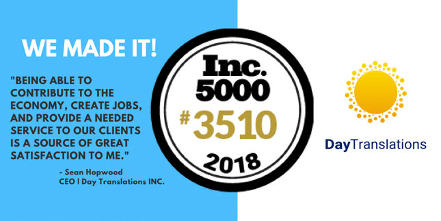 Day Translations Inc 5000 Banner