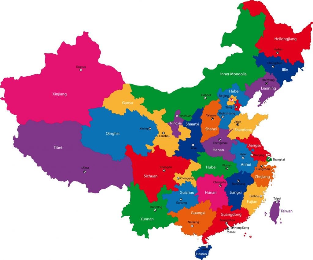 administrative divisions of China map