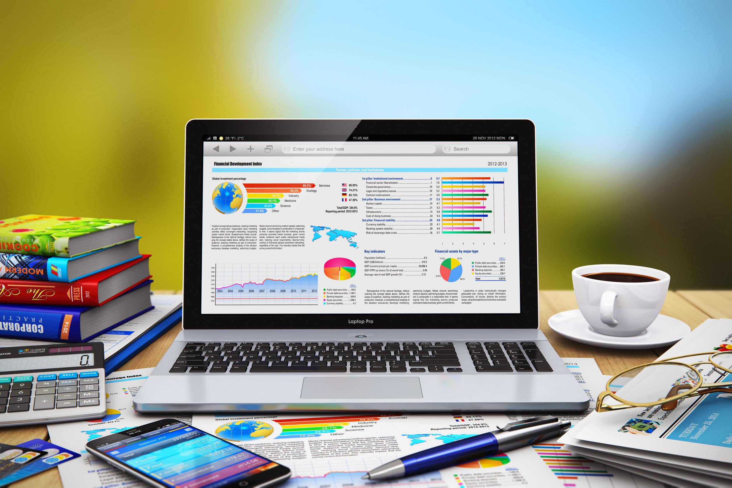laptop showing international retail analysis