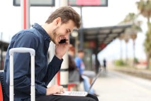 Gig Economy - Freelancer working online while traveling