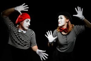 Mimes hit invisible wall performance during London International Mime Festival
