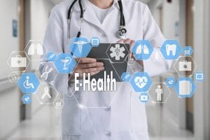 E-Health word in Medical network connection Virtual Screen