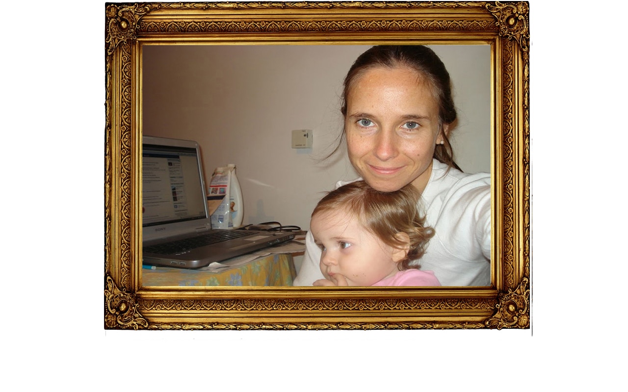 Translator Job perks María Lucila Galleto with her baby