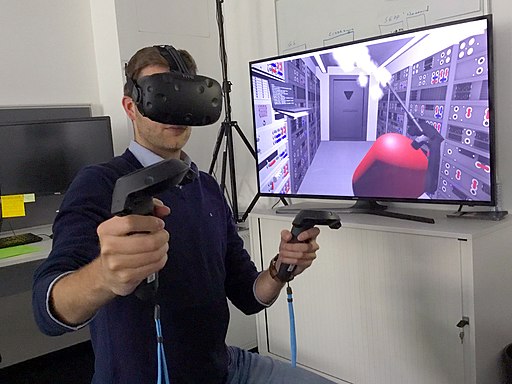 man using virtual reality gadgets