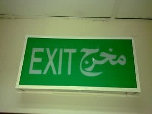 exit sign in arabic and english