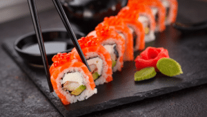 sushi-in-plate-and-chopsticks