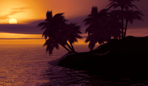 sunset tropical island