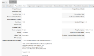 Example of CRM tool for translation projects