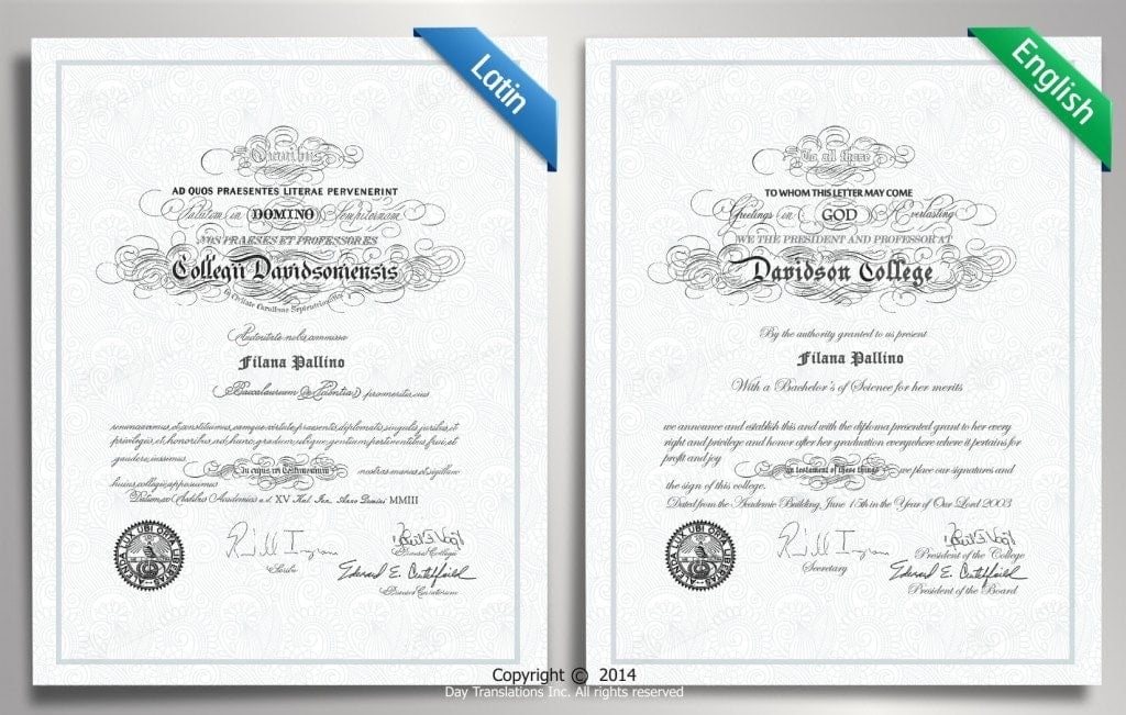 Latin to English Birth Certificate